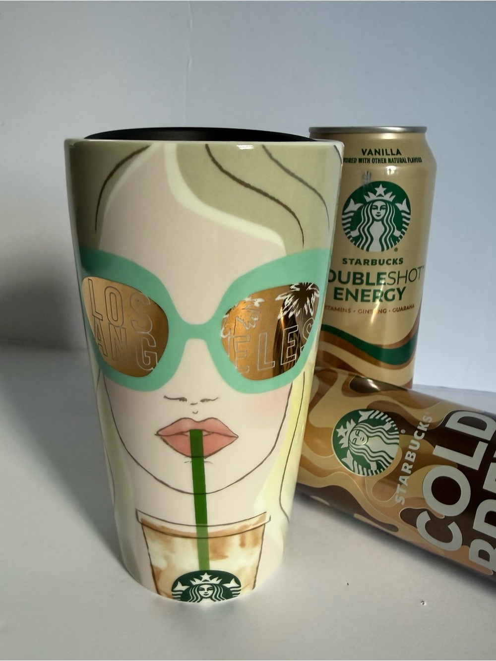 NWOT Starbucks- Only available in LA - Sunglasses&Gold Lens Ceramic Tumbler